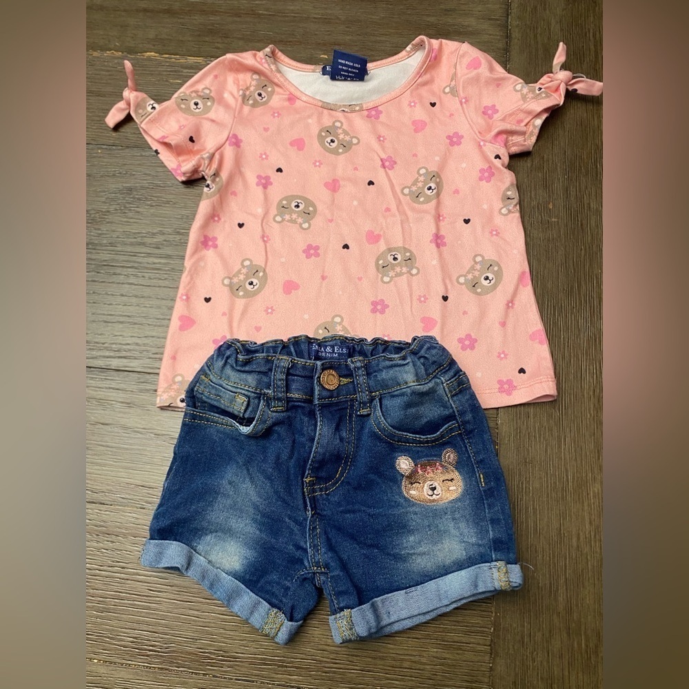 Girls Emma and Elsa Denim Shorts Set Size 4T